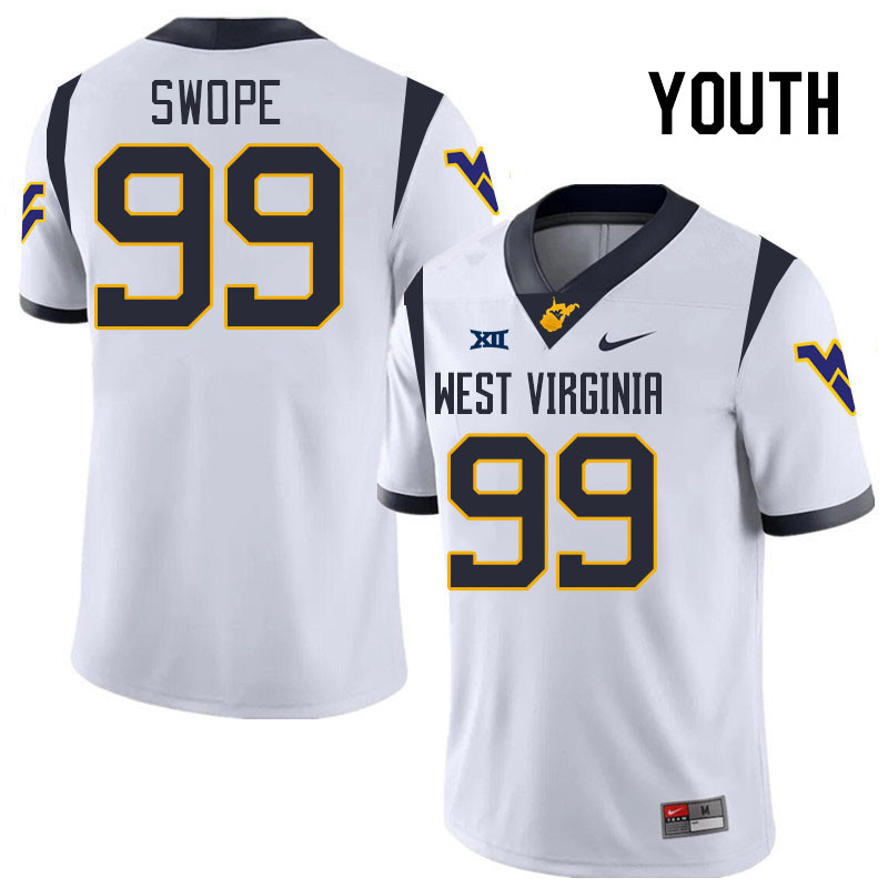 Youth #99 Ronan Swope West Virginia Mountaineers College 2024 New Uniforms Football Jerseys Stitched